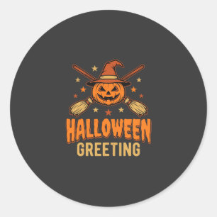 Adesivo Saudação de Halloween Bruxa Abóbora Design Vintage
