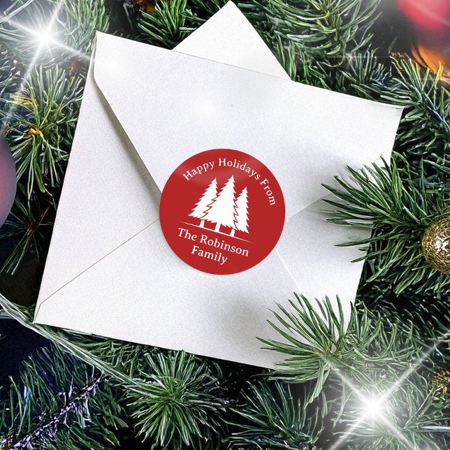 Adesivo Saudação de Natal Russo com Três Pinheiros (Criador carregado)