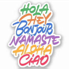 Adesivo Saudação em diferentes línguas: Ei, hola, aloha