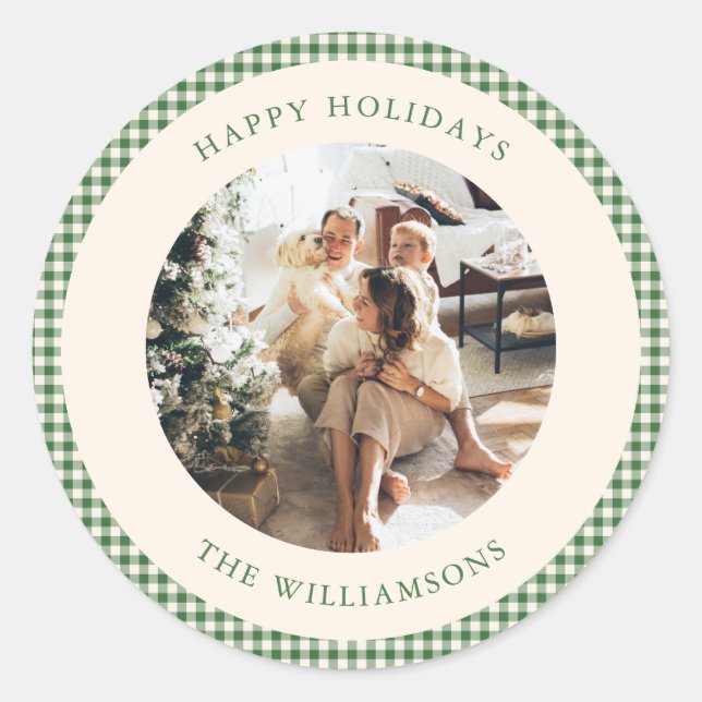 Adesivo Saudação Personalizada da Xadrez Gingham Verde (Frente)