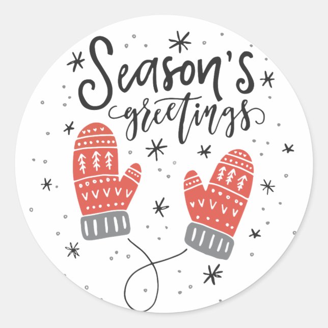 Adesivo Saudações da temporada Red Mittens Holiday Sticker (Frente)