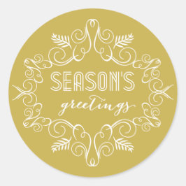 Adesivo Saudações de Fim de Ano Folhagem Deco Vintage Fest