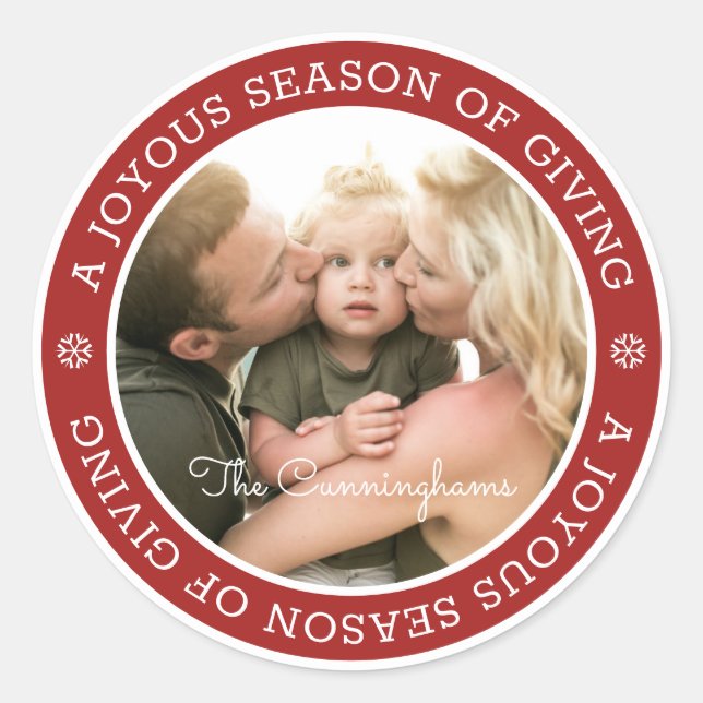 Adesivo Saudações de Joyous Season | Foto personalizada (Frente)