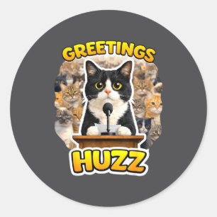 Adesivo Saudações Huzz Lollip Gato Bobo Meme Tuxedo Engraç