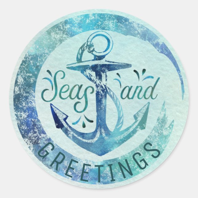 Adesivo Saudações Náuticas "SEAson's", Onda de Aquarela (Frente)