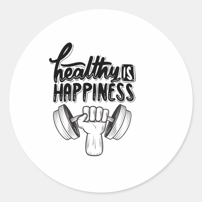 Adesivo saudável é felicidade motivação para academia desi (Frente)