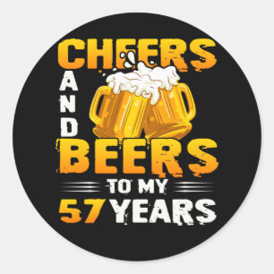 Adesivo Saúde E Cervejas Aos Meus 57 Anos 57º Aniversário