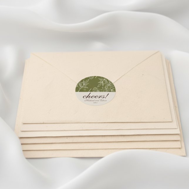 Adesivo Saúde Floral do Tone da Terra! Casamento Personali (Celebrate in style with this Earth Tone Floral “Cheers!” Custom Sticker!)