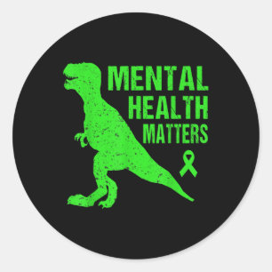 Adesivo Saúde Mental - Dino de Consciência Mental Verde
