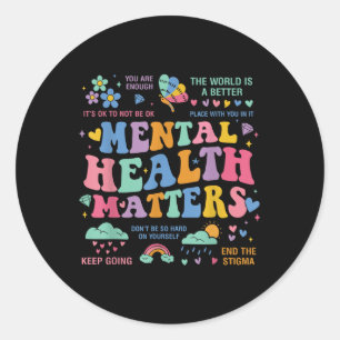 Adesivo Saúde Mental Groovy Floral Mental Health Awarenes