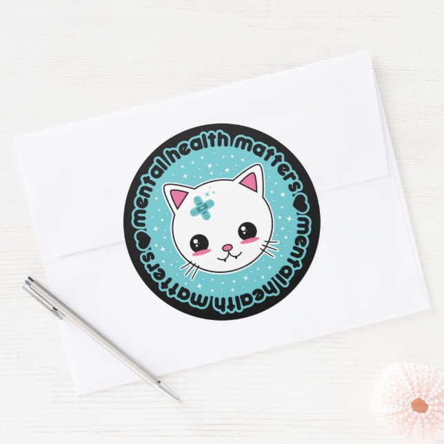 Adesivo Saúde Mental Importa Kawaii Cat (Envelope)
