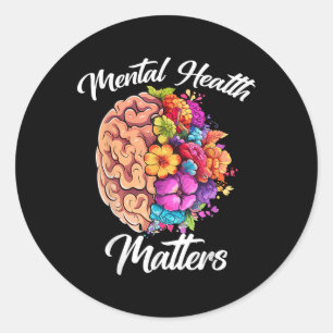 Adesivo Saúde Mental Sensibilização Cérebro Floral Luta Co