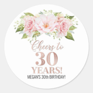 Adesivo Saúde para 30 anos Rosa de aniversário flores co