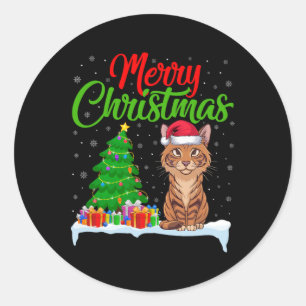 Adesivo Savannah Cat Árvore de Natal Luzes Xmas Savannah C