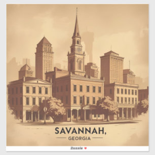 Adesivo Savannah Geórgia paisagem urbana vintage
