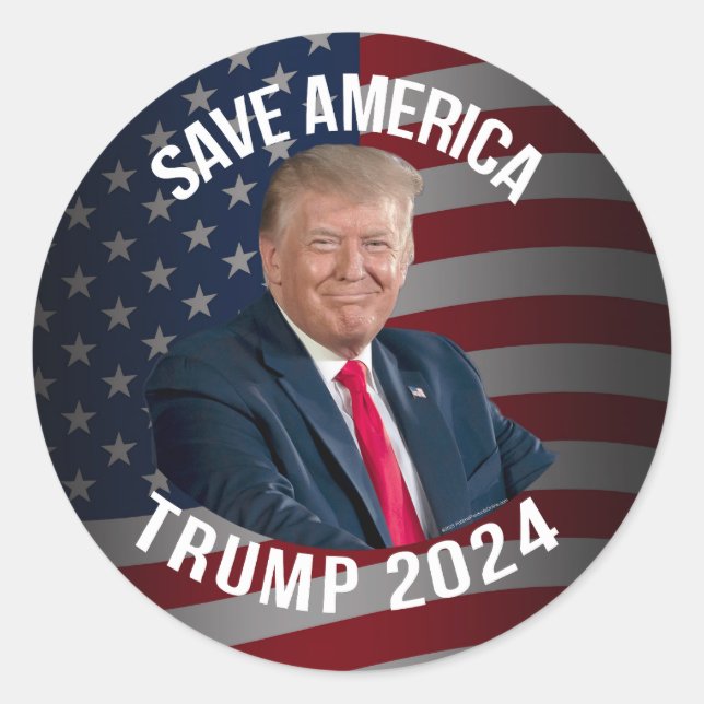 Adesivo Save America Trump 2024 Presidente Donald J. Trump (Frente)