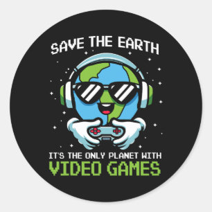 Adesivo Save Earth Gamer Design - Engraçado Ga de Vídeo do