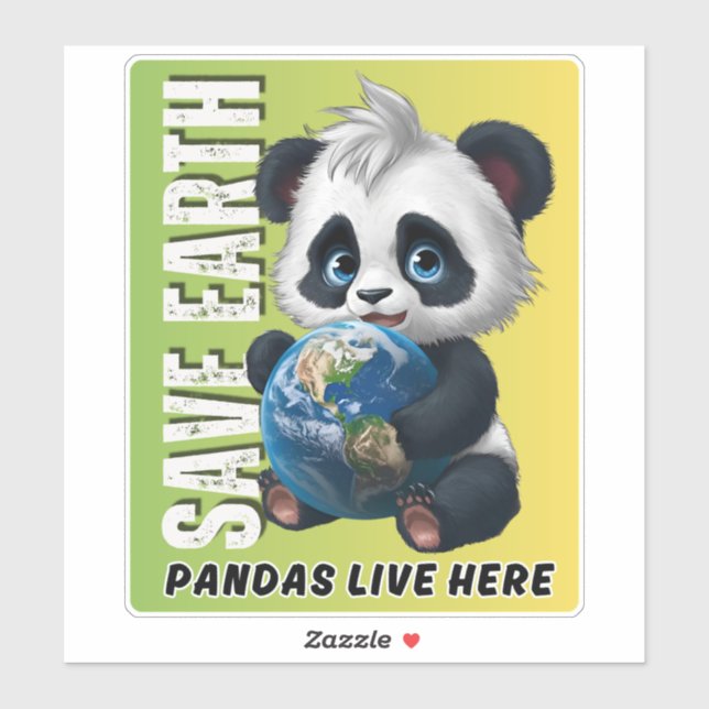 Adesivo SAVE EARTH Pandas live here - Earth Day Sticker (Folha)