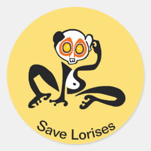 Adesivo Save LORISES - Animal ameaçado - Sticker Amarelo