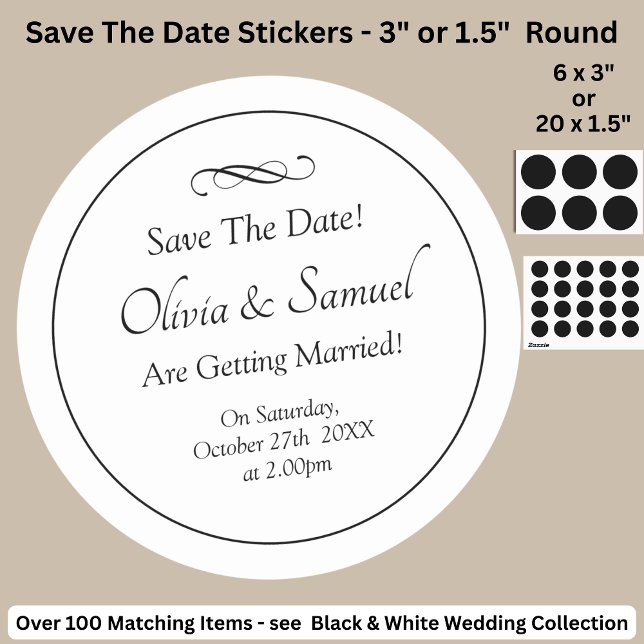 Adesivo Save The Date - Black & White with Infinity Scroll (Criador carregado)