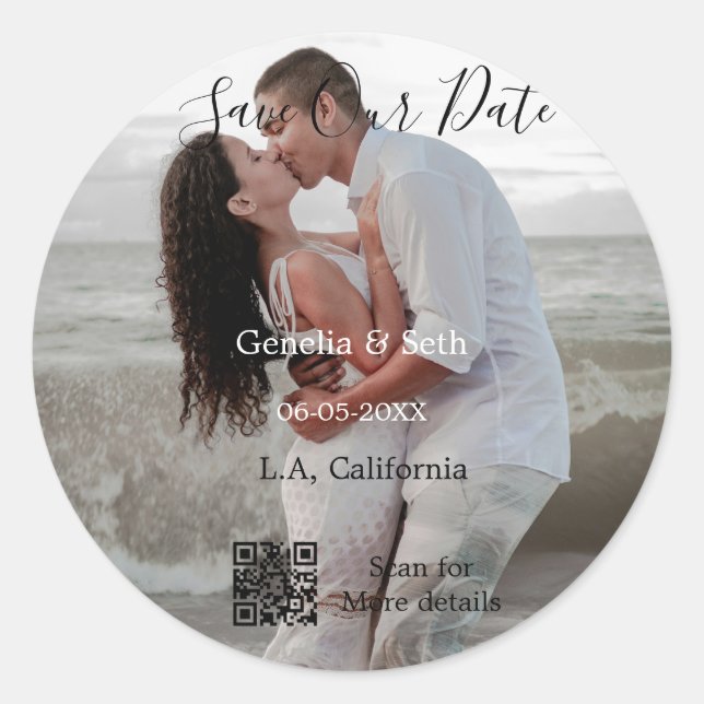Adesivo Save the date simple minimal QR scan code details  (Frente)