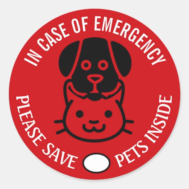 Adesivo SAVE YOUR PET IN EMERGENCY! Alert First Responders (Frente)