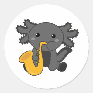 Adesivo Saxolotl Plays Saxofone Música A Doce Axolotl Cla