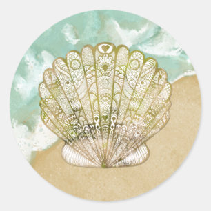 Adesivo Scallop Shell do tema da praia que Wedding
