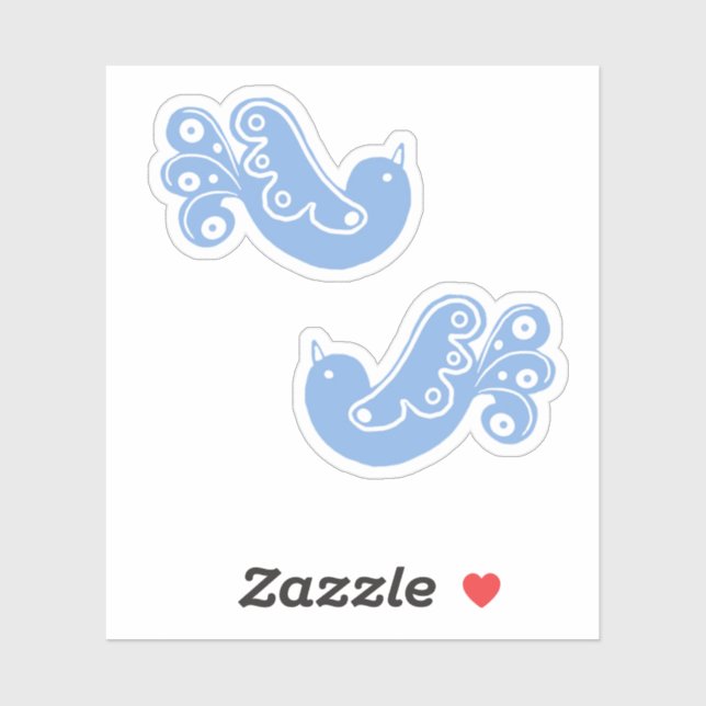 Adesivo Scandi Folk Blue White Birds (Folha)