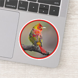 Adesivo Scarlet Tanager Molting - Fotografia original