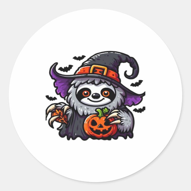 Adesivo Scary Halloween Sloth Witch Hat Costume Spooky Sea (Frente)