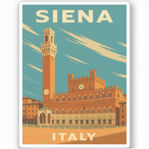 Adesivo Sceno da Viagens vintage Retro Siena Itália