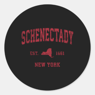 Adesivo Schenectady New York Ny Sports Red Impressão
