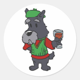 Adesivo Schnauzer bebendo suco   escolher cor de retorno