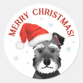 Adesivo Schnauzer com Chapéu de Papai Noel Natal