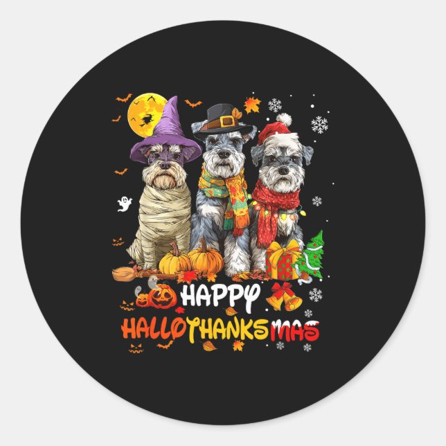 Adesivo Schnauzer Happy Hallothanksmas Dog Lover Christmas (Frente)