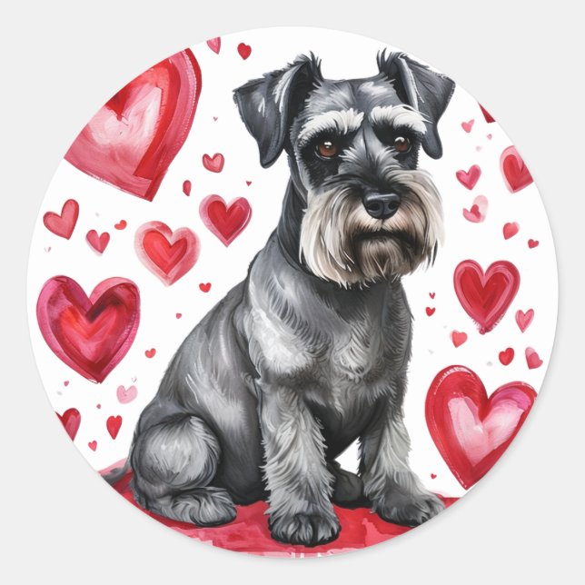 Adesivo Schnauzer & Hearts Sticker (Frente)