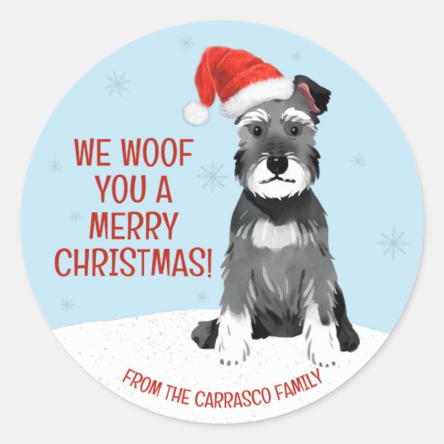 Adesivo Schnauzer Personalizado com Natal (Frente)