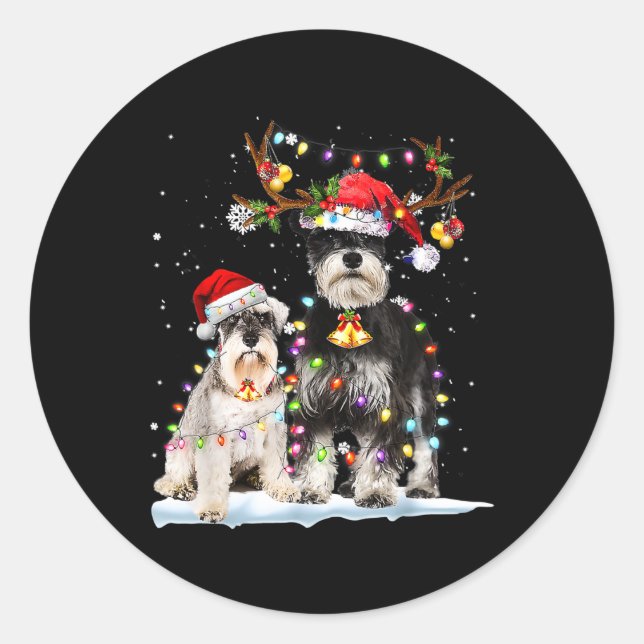 Adesivo Schnauzer Reindeer Santa Hat Natal (Frente)
