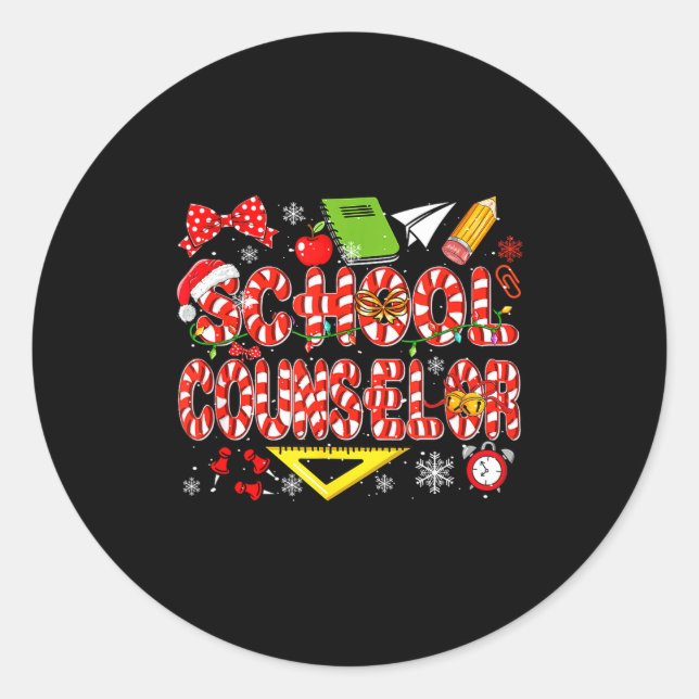 Adesivo School Counselor Christmas Candy Canes Lover Funny (Frente)