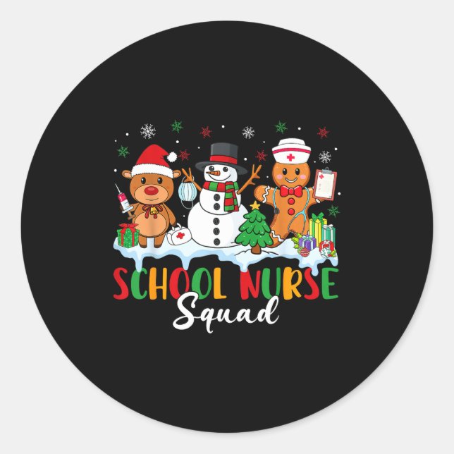 Adesivo School Nurse Squad Reindeer Snowman Gingerbread Ch (Frente)