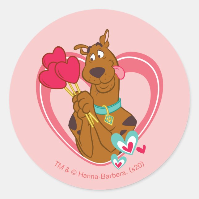Adesivo Scooby-Doo Holding Heart Lolipops (Frente)