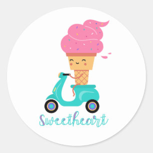 Adesivo Scooter de Sorvete Rosa Divertido Verão Legal Quer