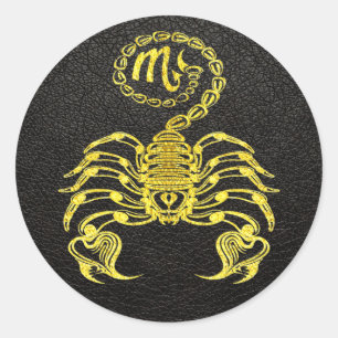 Adesivo Scorpio Dourado no Couro