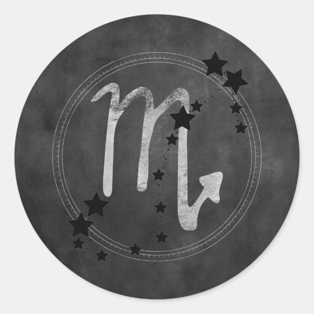 Adesivo Scorpio zodiac constellation black silver stars (Frente)