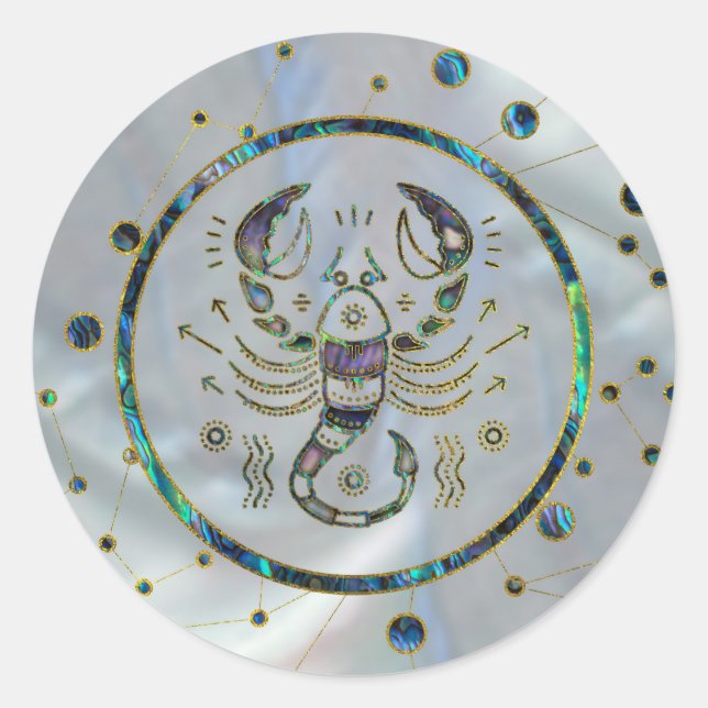 Adesivo Scorpio Zodiac Dourado Abalone sobre constelação (Frente)