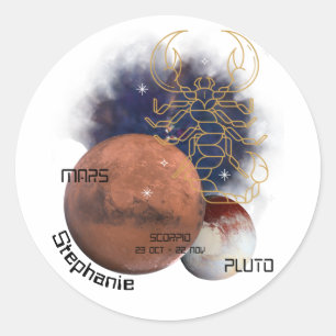 Adesivo Scorpio Zodiac Monograma Planeta Plutão Legal