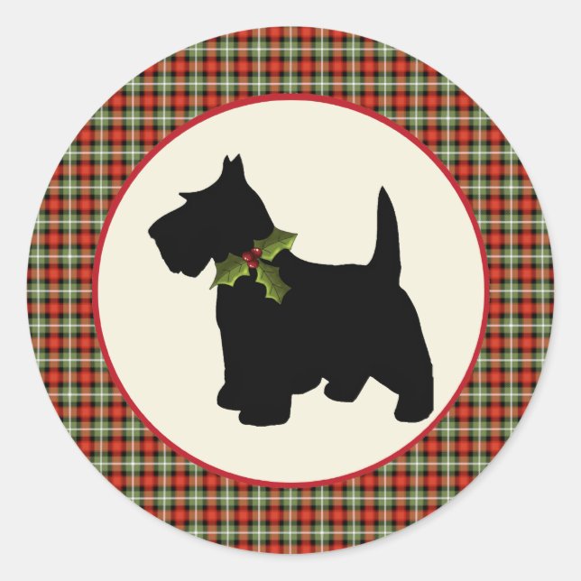 Adesivo Scottie Dog Scottie Xadrez Christmas (Frente)