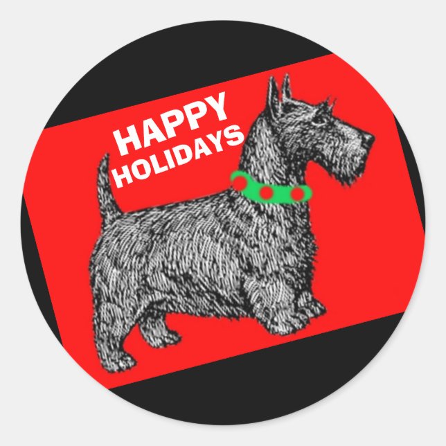 Adesivo Scottie Dog Scottish Terrier Happy Holidations (Frente)