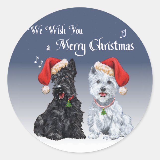 Adesivo Scottie & Westie Christmas Carols (Frente)